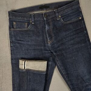 Uniqlo Jeans Mens 32x34 Slim Straight Kaihara Selvedge Denim Dark Wash Japanese